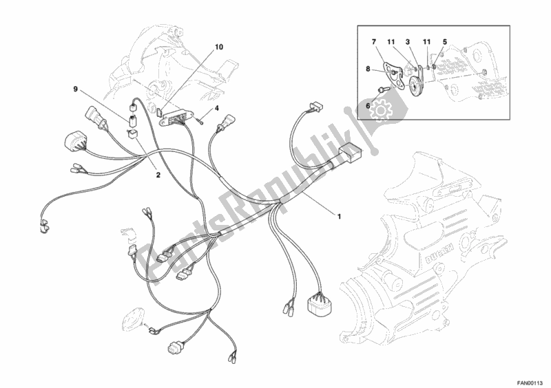All parts for the Cable Headlight of the Ducati Superbike 749 R 2006
